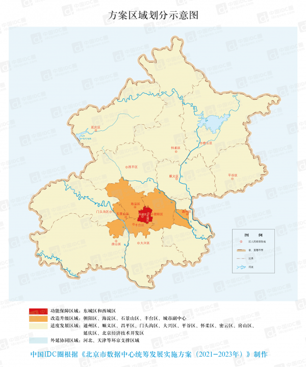 北京市数据中心统筹发展实施方案-区域划分