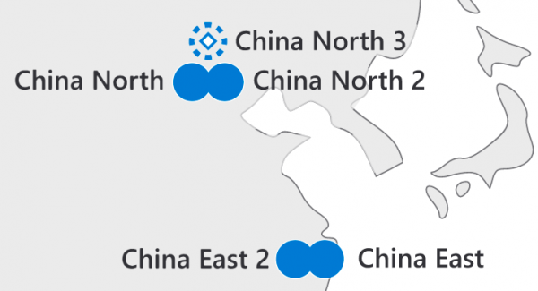 微软Microsoft Azure中国大陆数据中心分布
